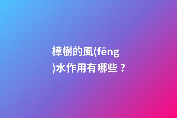樟樹的風(fēng)水作用有哪些？
